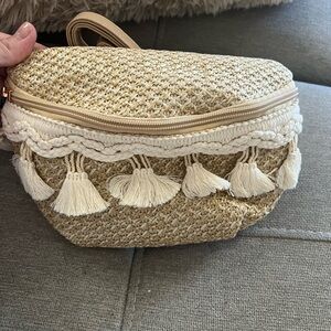 Brand new raffia tassel belt bag
